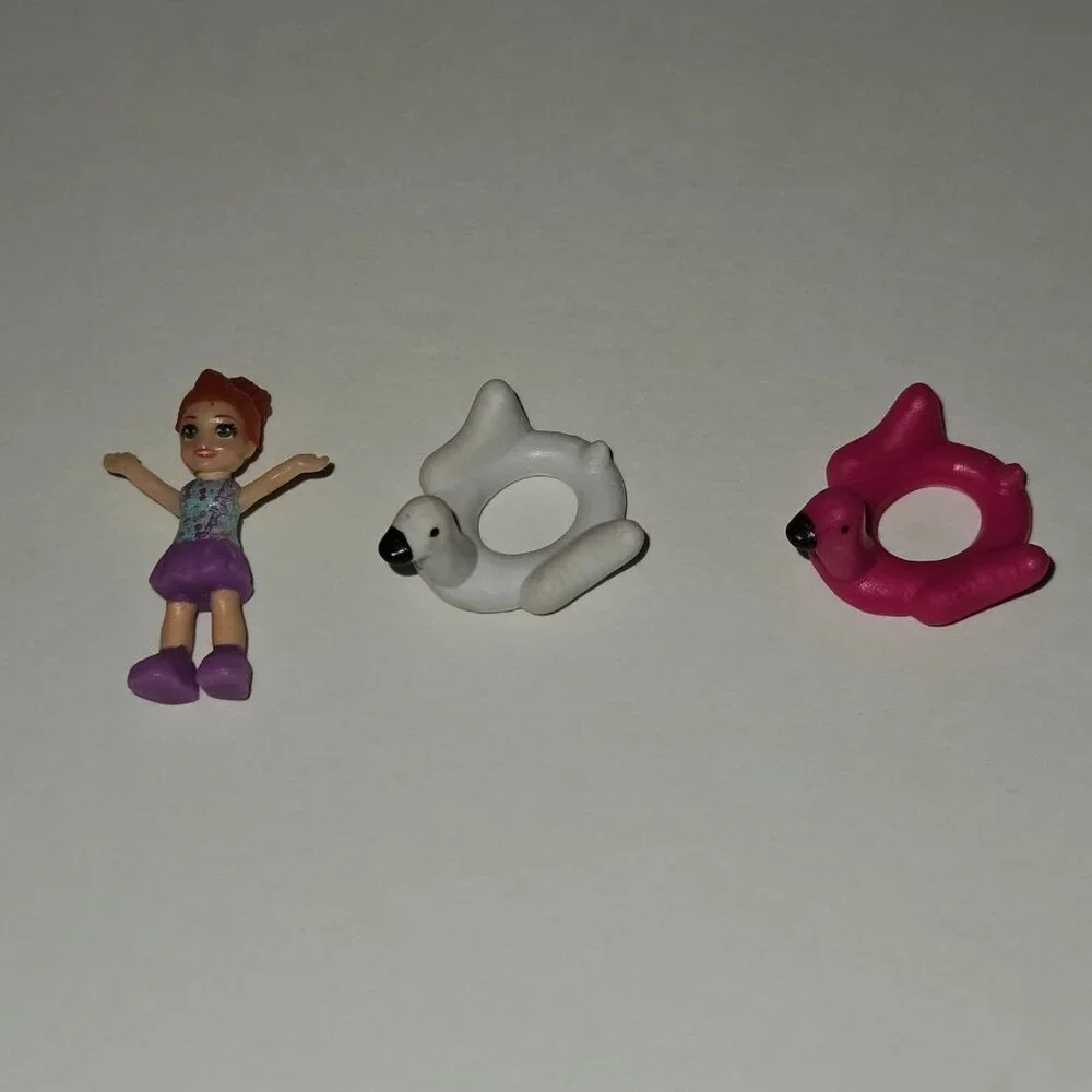 Polly Pocket Flamingo Floatie Compact Lila Doll Mattel 2017